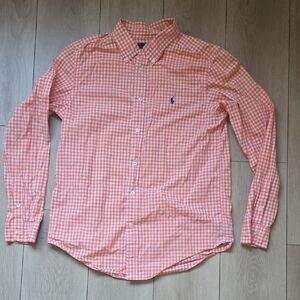 Ralph Lauren Kids Gingham Check Shirt Long-sleeve Orange White size XL